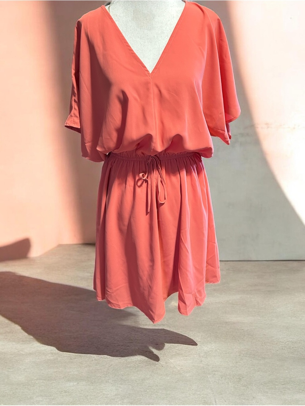 Staccato Coral V-Neck Mini Dress
